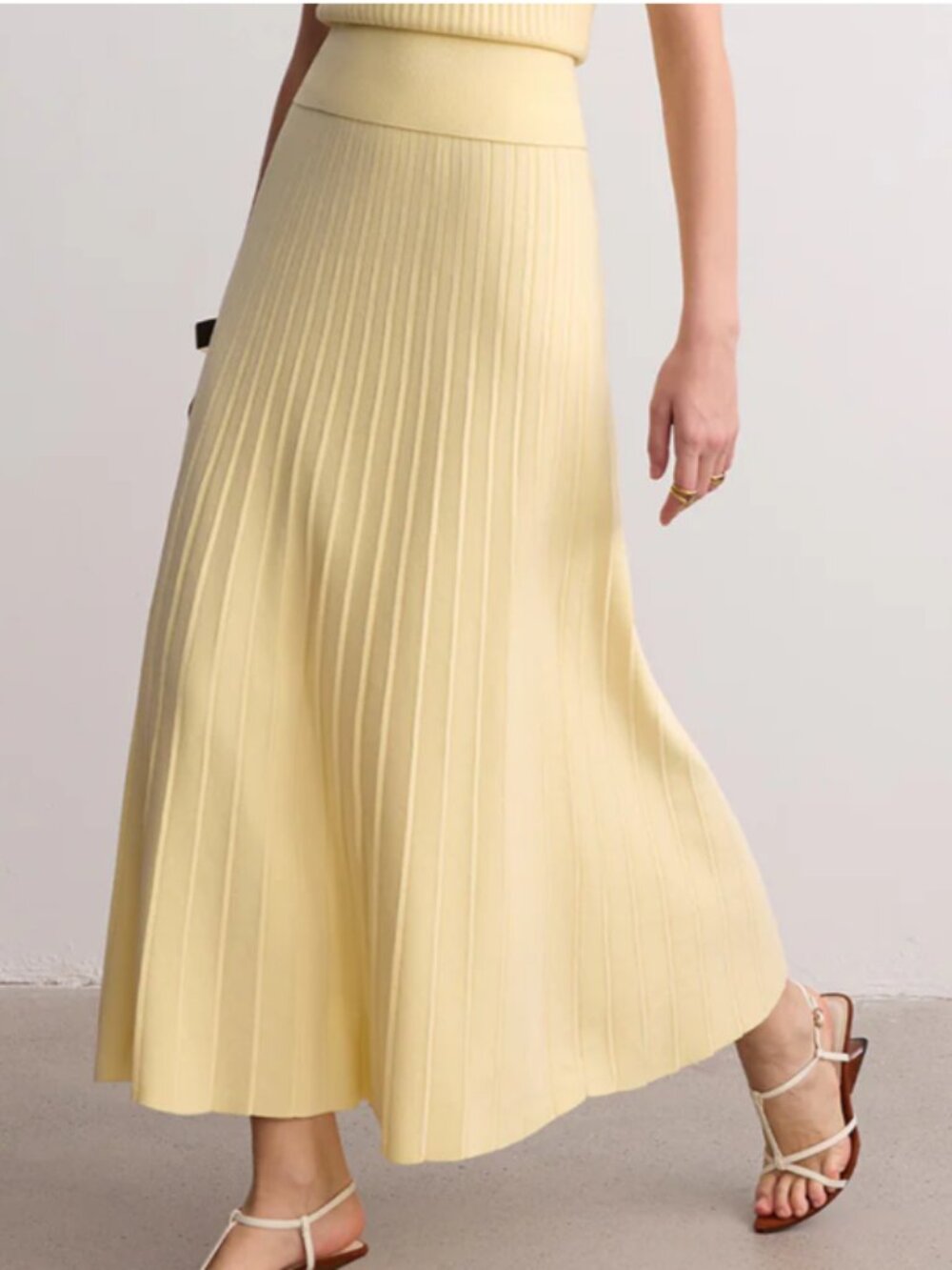 Butter Yellow Ribbed Knit Maxi Skirt, NWT, Size XL / 12
